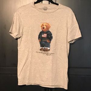 RALPH LAUREN Men’s Polo Bear Grey Tee Size Medium